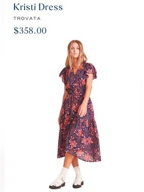 Trovata Kristy S Midi Floral Button-Front Maxi Dress in Navy and Coral